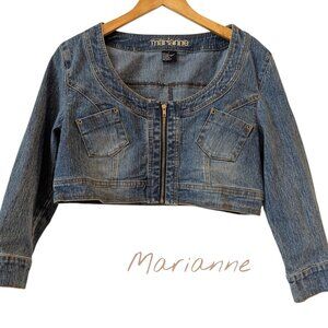 marianne denim zipper front jean bolero jacket   Sz L
